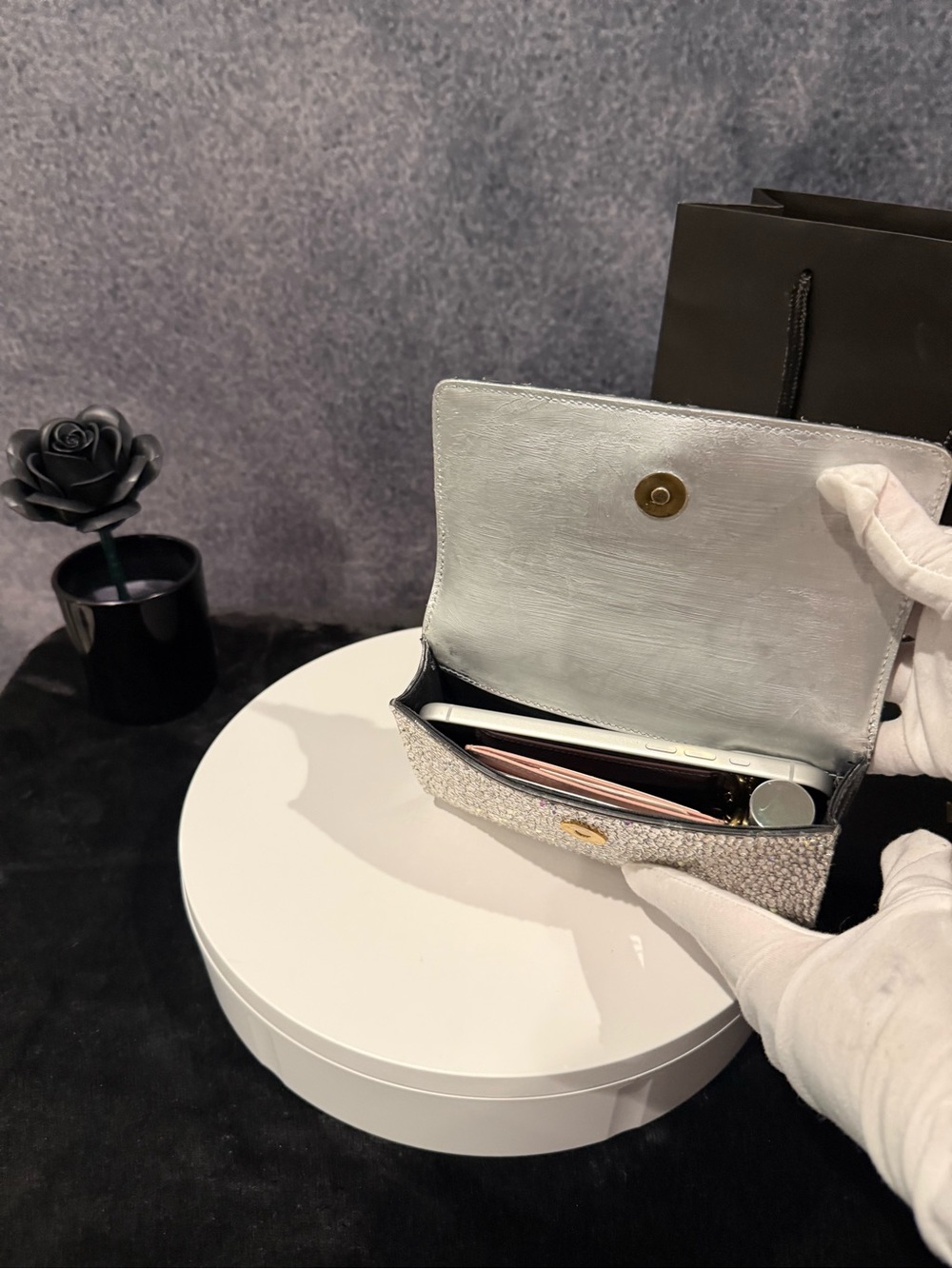 Versace La Medusa Crystal Mini Crossbody Shoulder Clutch Bag Mixed Metals - Picture 10 of 14